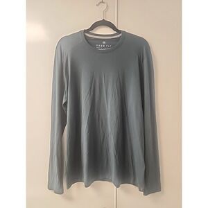 FREE FLY Shirt Men M Blue Bamboo Long Sleeve Performance Active Workout Gym Tee